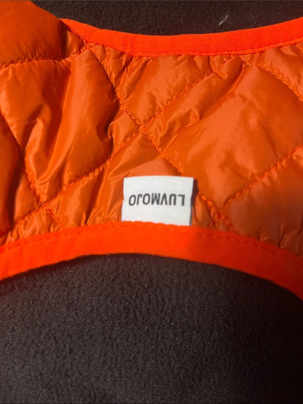 Quilted Orange Dog Puffer Coat